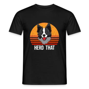 Herd, Border Collie Collies lover herding - Men's T-Shirt - black - Front - AI Model Male 178 light (178cm)