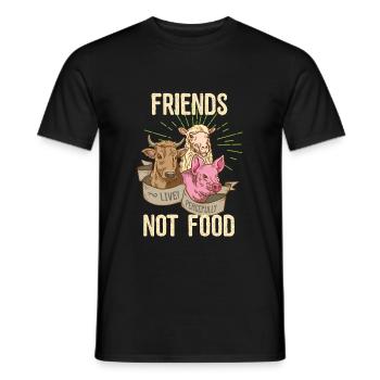 Amis pas de nourriture végétarienne végétalienne disant Mesdames - T-shirt homme - noir - Devant - AI Model Male 178 light (178cm)