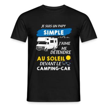 Papy simple et camping car - T-shirt homme - noir - Devant - AI Model Male 178 light (178cm)