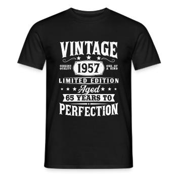 65ème anniversaire né en 1957 Vintage Vintage - T-shirt homme - noir - Devant - AI Model Male 178 light (178cm)