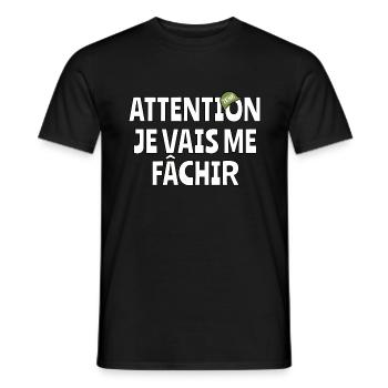 Attention je vais me fachir - T-shirt homme - noir - Devant - AI Model Male 178 light (178cm)