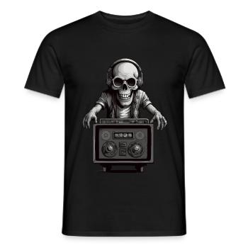 Skull Musician - Men's T-Shirt - black - Front - AI Model Male 178 light (178cm)