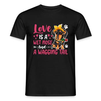 L’amour du teckel est le nez mouillé qui vacille la queue - T-shirt homme - noir - Devant - AI Model Male 178 light (178cm)