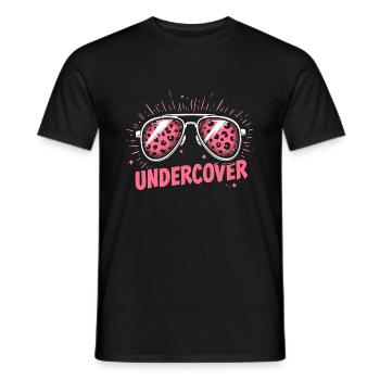 Funny Sunglasses and Undercover Speech Costume - Men's T-Shirt - black - Front - AI Model Male 178 light (178cm)