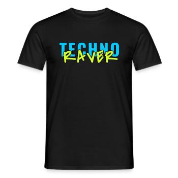 techno raver - Männer T-Shirt - Schwarz - Vorne - AI Model Male 178 light (178cm)