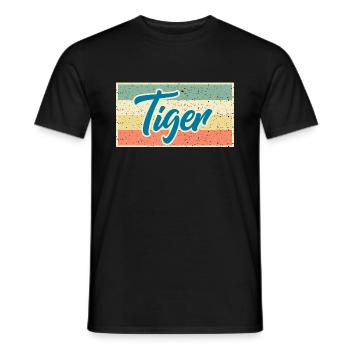 Tiger Retro Shirt – Stärke & Eleganz - Männer T-Shirt - Schwarz - Vorne - AI Model Male 178 light (178cm)