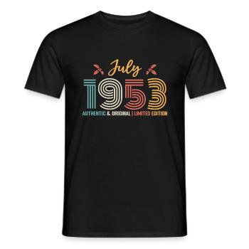 Anniversaire 1952 Juillet 1952 Juillet 1952 - T-shirt homme - noir - Devant - AI Model Male 178 light (178cm)