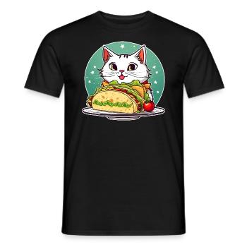 Niedliche Katze mit Taco - Männer T-Shirt - Schwarz - Vorne - AI Model Male 178 light (178cm)