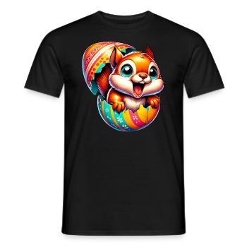 Ostern Eichhörnchen mit Osterei: Niedliches Design - Männer T-Shirt - Schwarz - Vorne - AI Model Male 178 light (178cm)