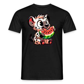 Hyäne genießt Wassermelone im Sommer - Männer T-Shirt - Schwarz - Vorne - AI Model Male 178 light (178cm)