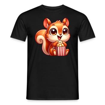 Süßes Eichhörnchen mit Popcorn Cartoon - Männer T-Shirt - Schwarz - Vorne - AI Model Male 178 light (178cm)