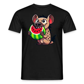 Cute hyena with watermelon cartoon fruit summer - Men's T-Shirt - black - Front - AI Model Male 178 light (178cm)