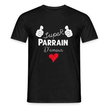 Super Parrain D'Amour Citation Famille - T-shirt homme - noir - Devant - AI Model Male 178 light (178cm)