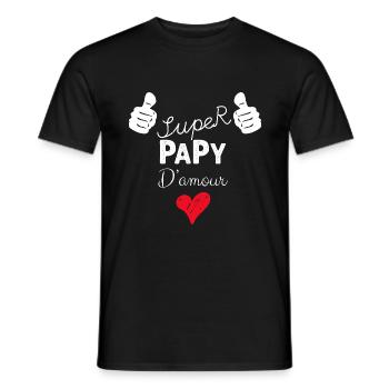 Super Papy D'Amour - T-shirt homme - noir - Devant - AI Model Male 178 light (178cm)