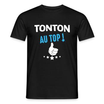 Tonton au top Idée Cadenau Anniversaire Oncle - T-shirt homme - noir - Devant - AI Model Male 178 light (178cm)