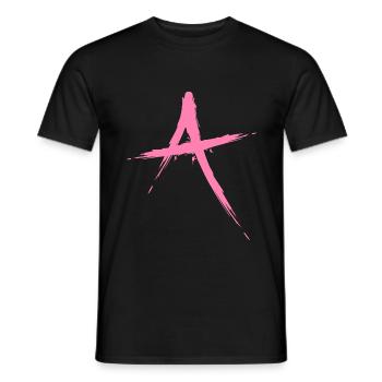 Letter A Design Brush in Pink Pink - Men's T-Shirt - black - Front - AI Model Male 178 light (178cm)