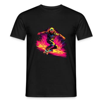 Skateboarder Neon Stil - Männer T-Shirt - Schwarz - Vorne - AI Model Male 178 light (178cm)