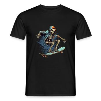 Skateboard Skelett - Männer T-Shirt - Schwarz - Vorne - AI Model Male 178 light (178cm)