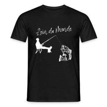 Loin Du Monde Idée Cadeau Pêcheur Homme - T-shirt homme - noir - Devant - AI Model Male 178 light (178cm)