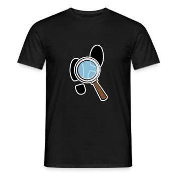 Funny detective footprint loupe men women kids - Men's T-Shirt - black - Front - AI Model Male 178 light (178cm)