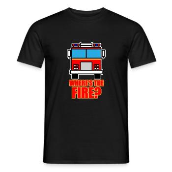 Camion de pompier drôle Où est le feu enfants enfants - T-shirt homme - noir - Devant - AI Model Male 178 light (178cm)