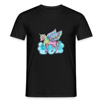 Fairytale Pegasus Flying Unicorn Ladies Girl - T-shirt homme - noir - Devant - AI Model Male 178 light (178cm)