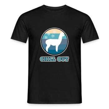 Alpaga pour les femmes - détente avec l'alpaga d'hiver - T-shirt homme - noir - Devant - AI Model Male 178 light (178cm)