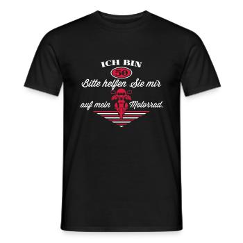 50. Geburtstag Motorrad - Farbwechsel - Männer T-Shirt - Schwarz - Vorne - AI Model Male 178 light (178cm)