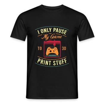 3D Print Video Player Funny Quote 3D Print - Men's T-Shirt - black - Front - AI Model Male 178 light (178cm)