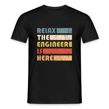 Relax l’ingénieur pour les ingénieurs - T-shirt homme - noir - Devant - AI Model Male 178 light (178cm)