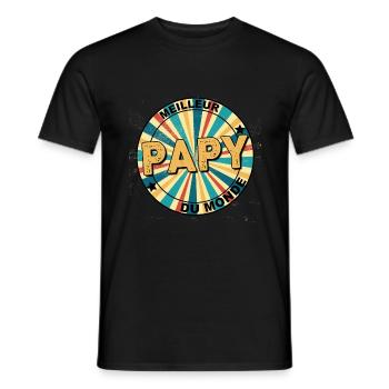Meilleur Papy Du Monde Citation Drole Grand-Père - T-shirt homme - noir - Devant - AI Model Male 178 light (178cm)