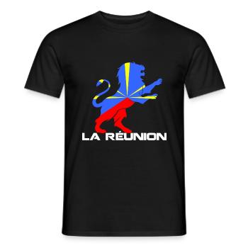 La Réunion Lion Puissance et Courage - T-shirt homme - noir - Devant - AI Model Male 178 light (178cm)