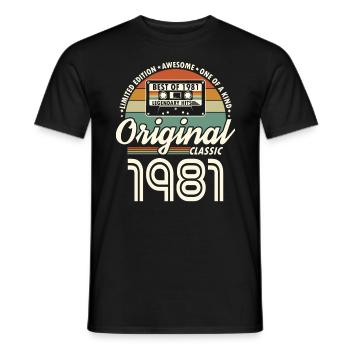 Original 1981 Vintage Vintage Anniversaire Rétro - T-shirt homme - noir - Devant - AI Model Male 178 light (178cm)