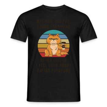Before Coffee, I hate everyone. - Men's T-Shirt - black - Front - AI Model Male 178 light (178cm)