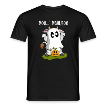 Une vache déguisée en fantôme célèbre Happy Halloween - T-shirt homme - noir - Devant - AI Model Male 178 light (178cm)