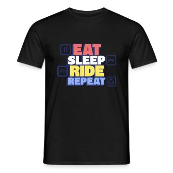 Eating, sleeping, cycling, repeating - Men's T-Shirt - black - Front - AI Model Male 178 light (178cm)