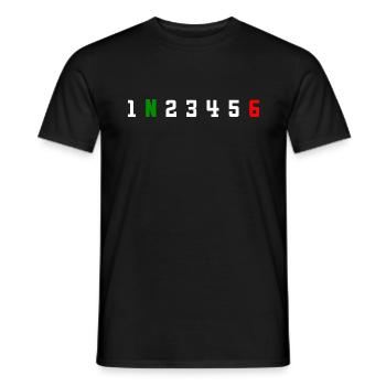 Motorcycle circuit Gears 1 N 2 3 4 5 6 Motorcycle - Men's T-Shirt - black - Front - AI Model Male 178 light (178cm)