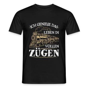 Ich Genieße Das Leben In Vollen Zügen Eisenbahn - Männer T-Shirt - Schwarz - Vorne - AI Model Male 178 light (178cm)