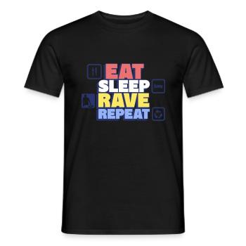 Mangez, dormez, rave Répétez la vie de fête - T-shirt homme - noir - Devant - AI Model Male 178 light (178cm)