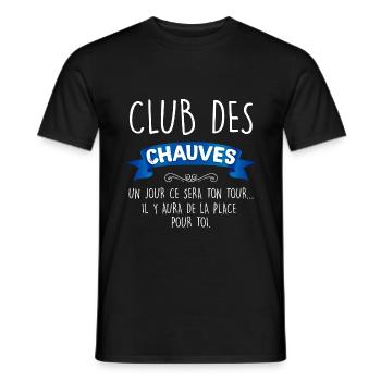Club des chauves idée cadeau pour homme chauve - T-shirt homme - noir - Devant - AI Model Male 178 light (178cm)