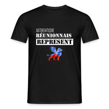 Réunionnais Réunion Drapeau La Réunion - T-shirt homme - noir - Devant - AI Model Male 178 light (178cm)