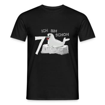 Lachende Robbe auf Fels - 7. Geburtstag - Männer T-Shirt - Schwarz - Vorne - AI Model Male 178 light (178cm)