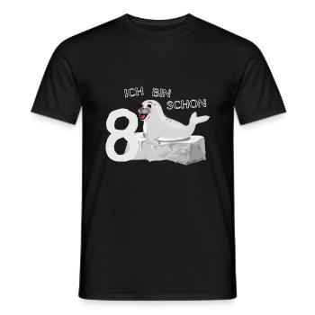 Lachende Robbe auf Fels - 8. Geburtstag - Männer T-Shirt - Schwarz - Vorne - AI Model Male 178 light (178cm)