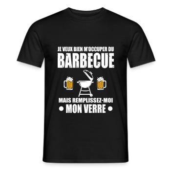 barbecue bbq apéro bière alcool humour - T-shirt homme - noir - Devant - AI Model Male 178 light (178cm)