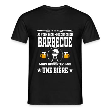 barbecue bbq apéro bière humour - T-shirt homme - noir - Devant - AI Model Male 178 light (178cm)