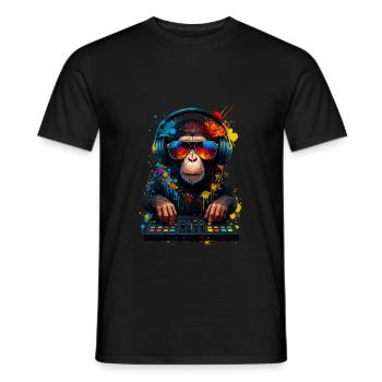 Rave DJ Affe - Männer T-Shirt - Schwarz - Vorne - AI Model Male 178 light (178cm)