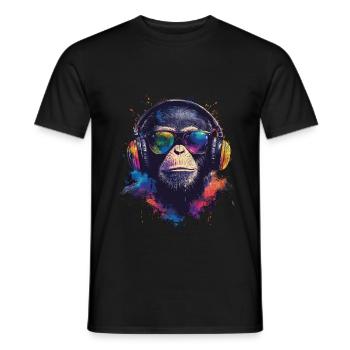 DJ Affe Festival - Männer T-Shirt - Schwarz - Vorne - AI Model Male 178 light (178cm)