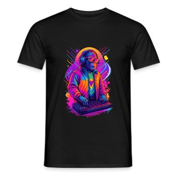 Rave DJ Affe - Männer T-Shirt - Schwarz - Vorne - AI Model Male 178 light (178cm)