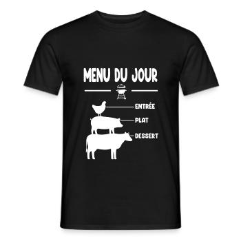 barbecue humour menu du jour bbq - T-shirt homme - noir - Devant - AI Model Male 178 light (178cm)