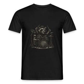 Raccoon Drums Drummer Festival - Men's T-Shirt - black - Front - AI Model Male 178 light (178cm)
